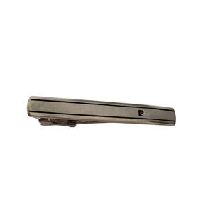 Pierre Cardin Vintage Silver Tone Tie Clip Black Enamel Stripe Logo Accessory